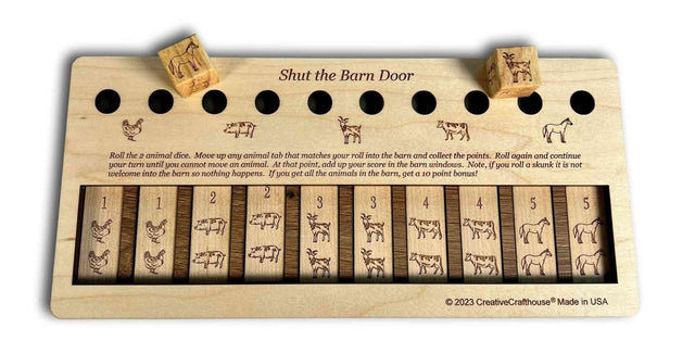Shut the Barn Door - Wooden Dice Game - Family Game or Bar Game - Creative Crafthouse