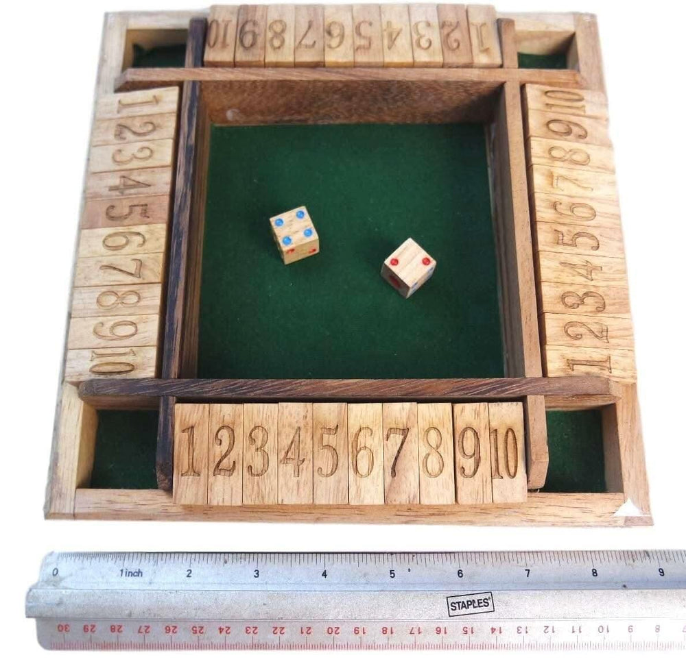 Shut the Box - 4 Rows - Unusual Format Allows Interesting Variations on the Classic Game - Wooden Math Game - Creative Crafthouse