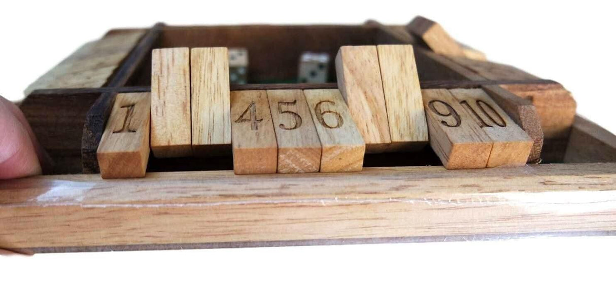 Shut the Box - 4 Rows - Unusual Format Allows Interesting Variations on the Classic Game - Wooden Math Game - Creative Crafthouse