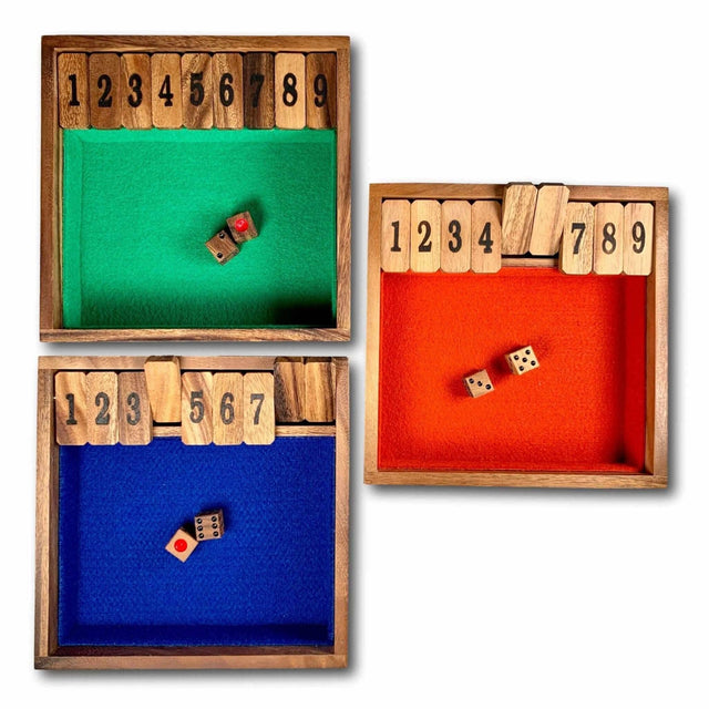 Shut The Box sz large 9x9 with Wood Burned Numbers - Wooden Family Game - Creative Crafthouse