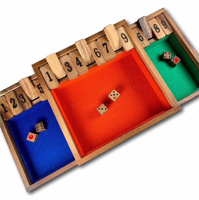 Shut The Box sz large 9x9 with Wood Burned Numbers - Wooden Family Game - Creative Crafthouse