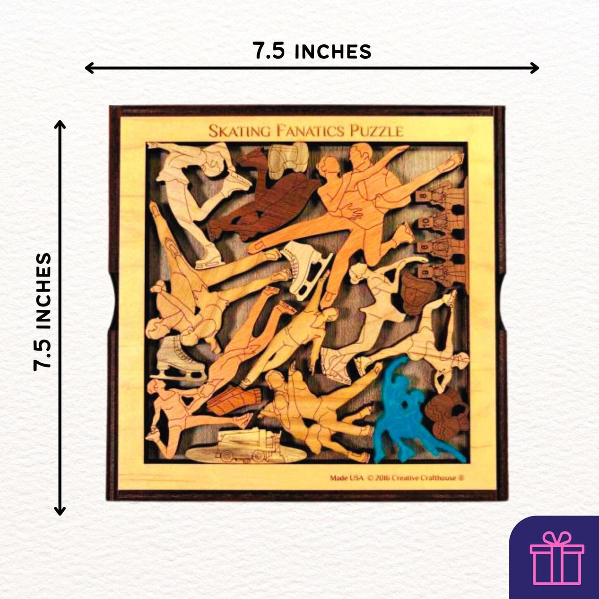 Skating Fanatics Wood Puzzle – Figure Skating and Ice Dancing Brain Teaser - Personalizable Gift For Her - Creative Crafthouse