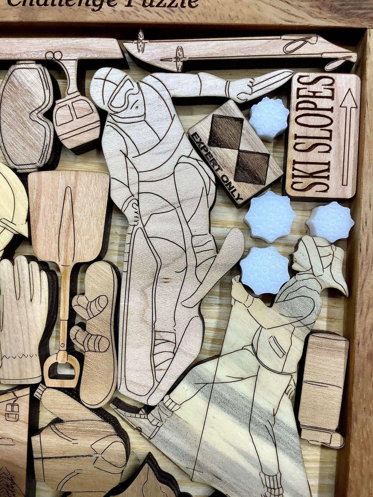 Skiers Challenge Puzzle - artistic and challenging - can be personalized - Creative Crafthouse