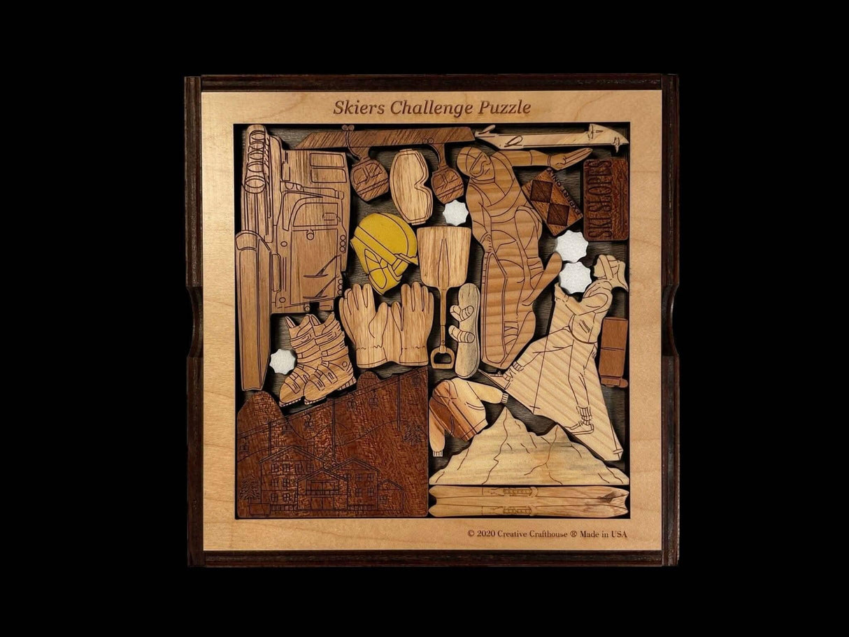Skiers Challenge Puzzle - artistic and challenging - can be personalized - Creative Crafthouse