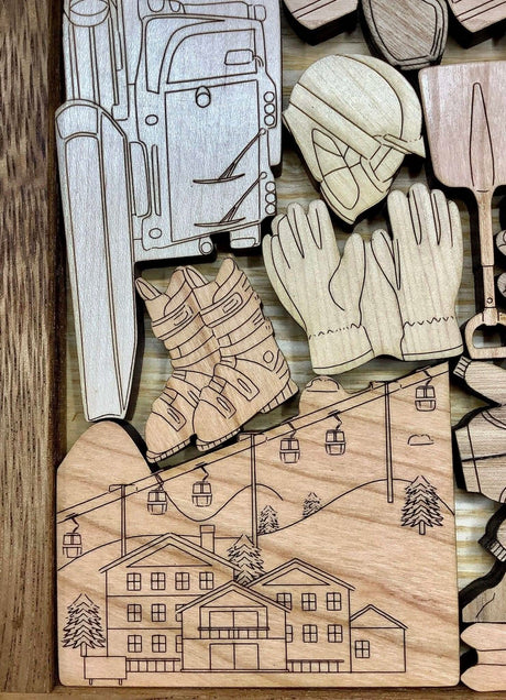 Skiers Challenge Puzzle - artistic and challenging - can be personalized - Creative Crafthouse