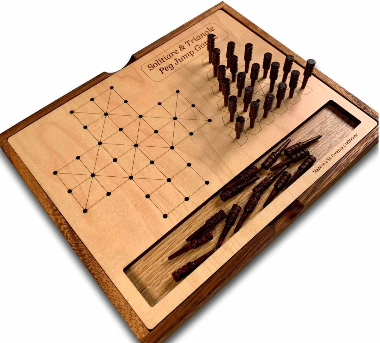 Solitiare & Triangle Peg Jump Board Games - Creative Crafthouse