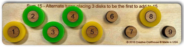 Sum 15 Game – Alternate turns to be first to add to 15. Fun with Math for younger crowd - Creative Crafthouse