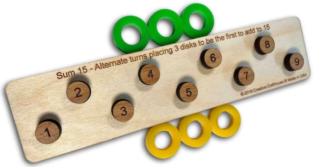 Sum 15 Game – Alternate turns to be first to add to 15. Fun with Math for younger crowd - Creative Crafthouse