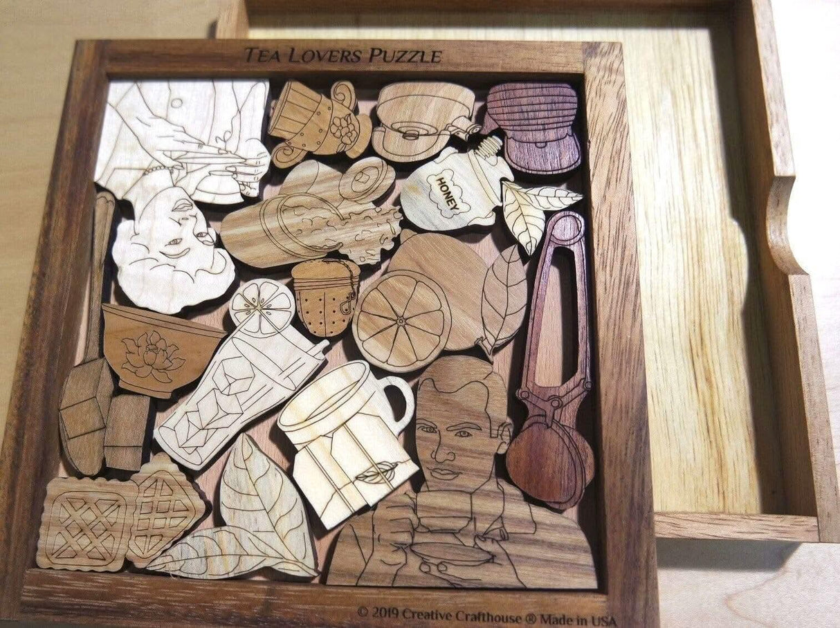 Tea Lovers Puzzle Great Gift Idea For The Holidays - Gift Ideas - Wooden Puzzle - Tea Lover Gift - Creative Crafthouse
