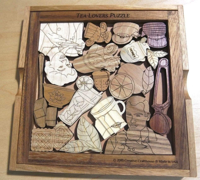 Tea Lovers Puzzle Great Gift Idea For The Holidays - Gift Ideas - Wooden Puzzle - Tea Lover Gift - Creative Crafthouse