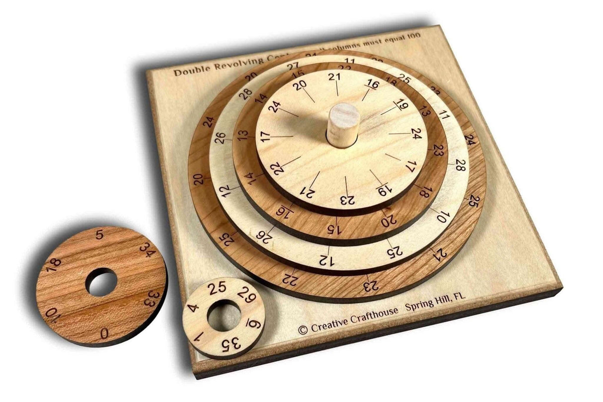 The Impossible Math Puzzle for Adults - The Double Revolving Century Brain Teaser | 2 Wooden Puzzles in One - Christmas Gift for a Math Wiz - Creative Crafthouse
