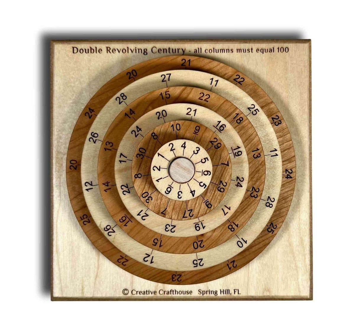 The Impossible Math Puzzle for Adults - The Double Revolving Century Brain Teaser | 2 Wooden Puzzles in One - Christmas Gift for a Math Wiz - Creative Crafthouse