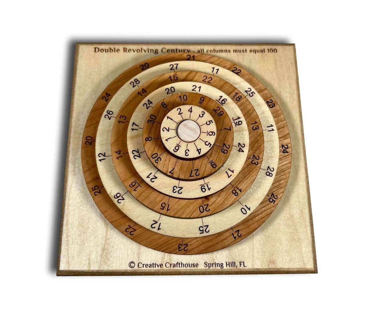 The Impossible Math Puzzle for Adults - The Double Revolving Century Brain Teaser | 2 Wooden Puzzles in One - Christmas Gift for a Math Wiz - Creative Crafthouse