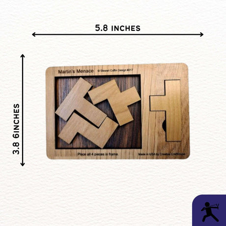 The Impossible Puzzle Series - Martin's Menace 4 Piece Brain Teaser for Adults - Extremely Hard Wooden Puzzle - Stockings Stuffer Under 20 - Creative Crafthouse