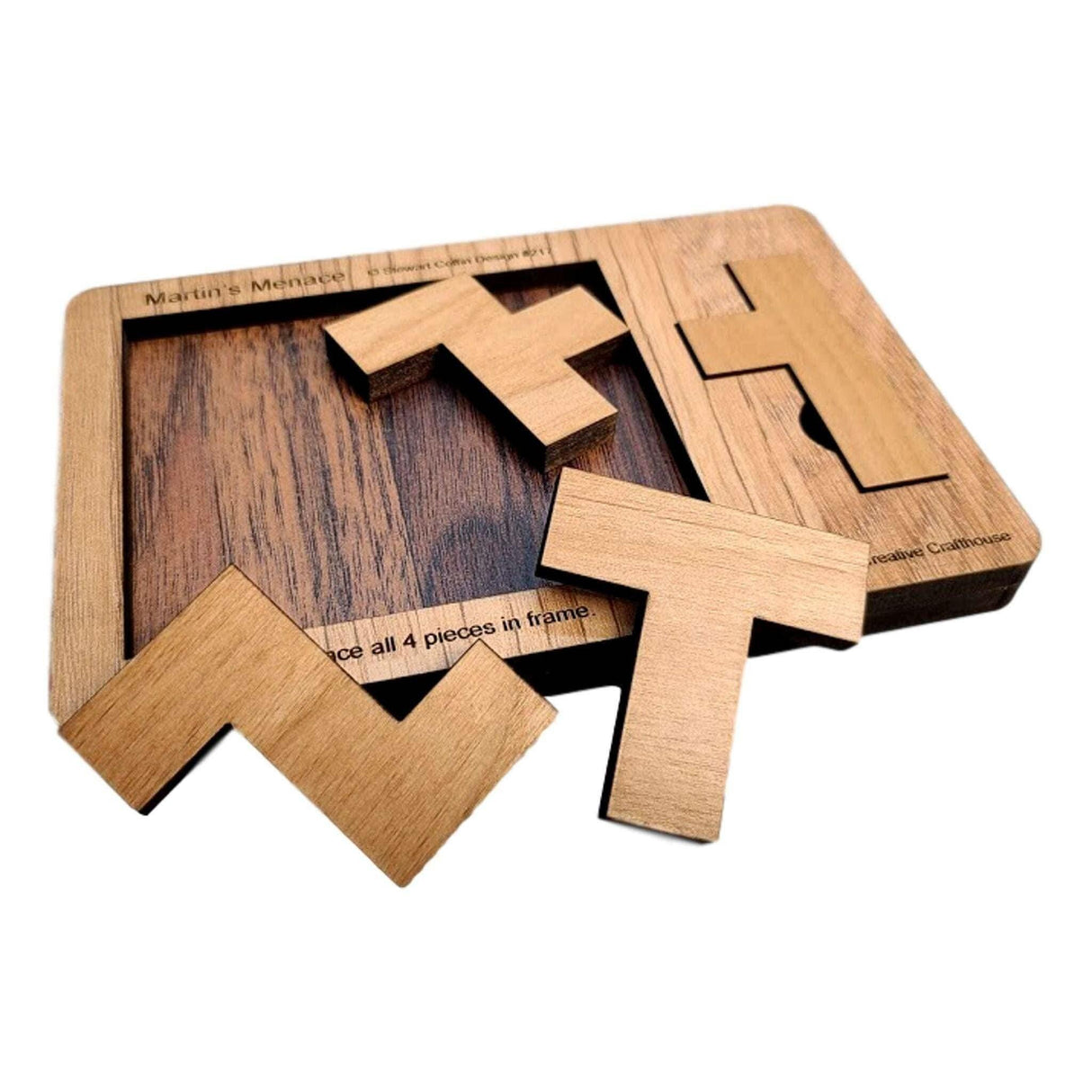The Impossible Puzzle Series - Martin's Menace 4 Piece Brain Teaser for Adults - Extremely Hard Wooden Puzzle - Stockings Stuffer Under 20 - Creative Crafthouse