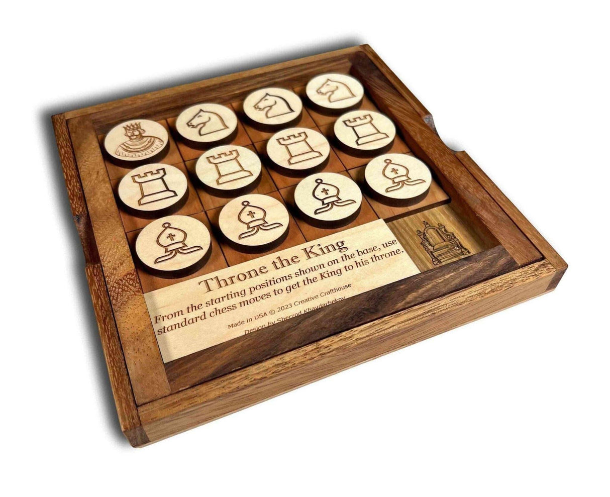 Throne the King Chess Puzzle - Brain Teaser Puzzle - Handcrafted Wood Games - Creative Crafthouse