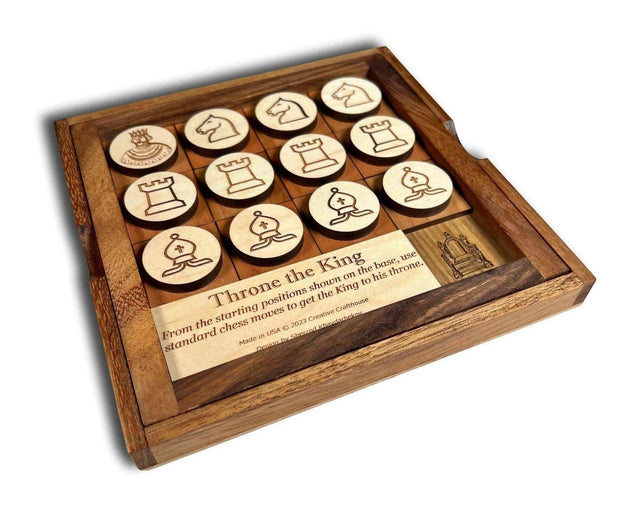 Throne the King Chess Puzzle - Brain Teaser Puzzle - Handcrafted Wood Games - Creative Crafthouse