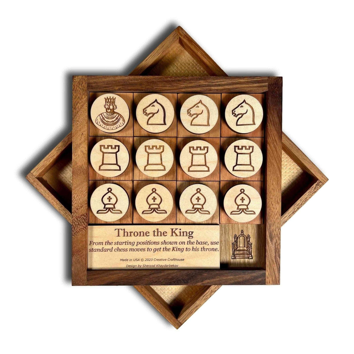 Throne the King Chess Puzzle - Brain Teaser Puzzle - Handcrafted Wood Games - Creative Crafthouse