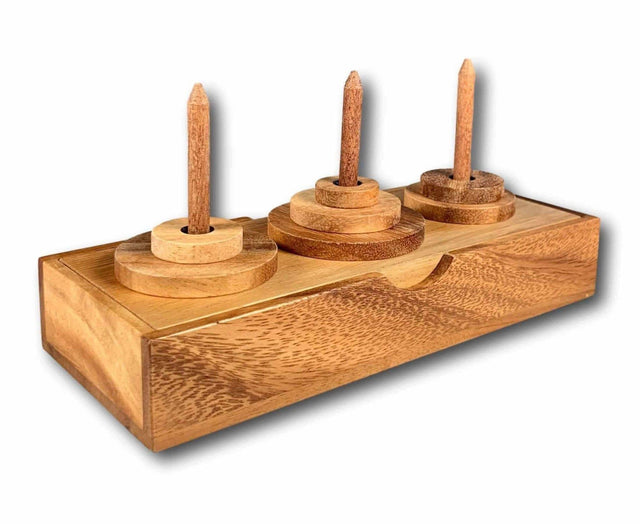 Tower of Hanoi - 7 Rings - Classic Wooden Puzzle - Brain Teaser - Creative Crafthouse