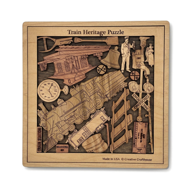 Train Heritage Wood Puzzle | Personalizable Gift and Decor - Creative Crafthouse