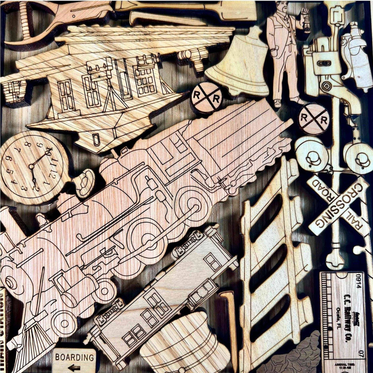 Train Heritage Wood Puzzle - Personalize with a Laser Engraved Name or Message - Creative Crafthouse
