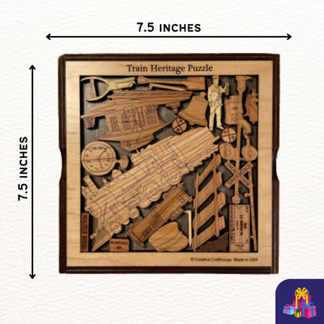Train Heritage Wood Puzzle - Personalize with a Laser Engraved Name or Message - Creative Crafthouse