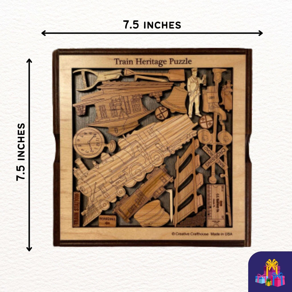 Train Heritage Wood Puzzle - Personalize with a Laser Engraved Name or Message - Creative Crafthouse