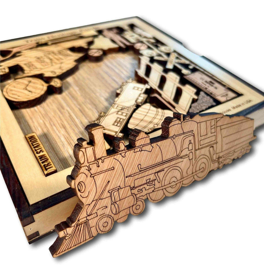 Train Heritage Wood Puzzle - Personalize with a Laser Engraved Name or Message - Creative Crafthouse