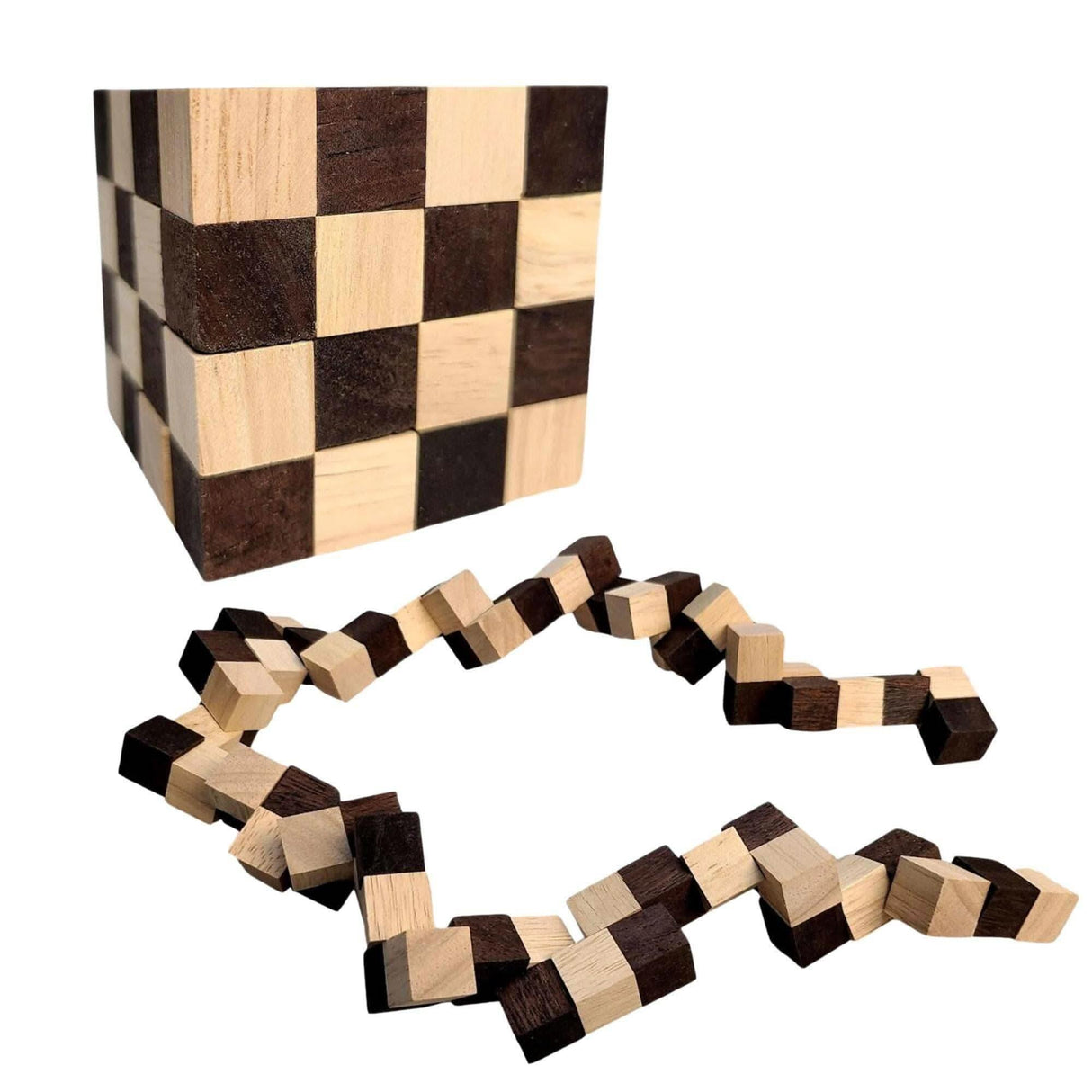 Very Hard Puzzle for Adults - The King Snake 4x4x4 - Turn the Snake Back into a Cube - Stocking Stuffer - Creative Crafthouse
