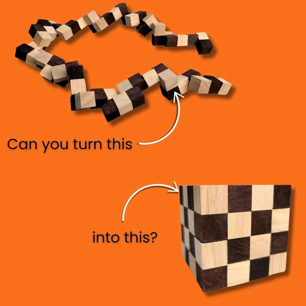 Very Hard Puzzle for Adults - The King Snake 4x4x4 - Turn the Snake Back into a Cube - Stocking Stuffer - Creative Crafthouse