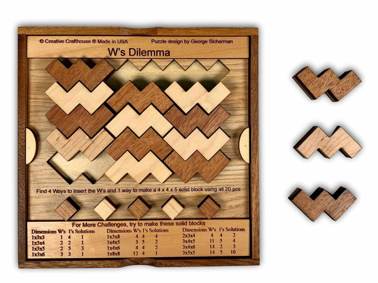W Dilemma Puzzle – Wooden Block Challenge for Puzzle Lovers - Creative Crafthouse