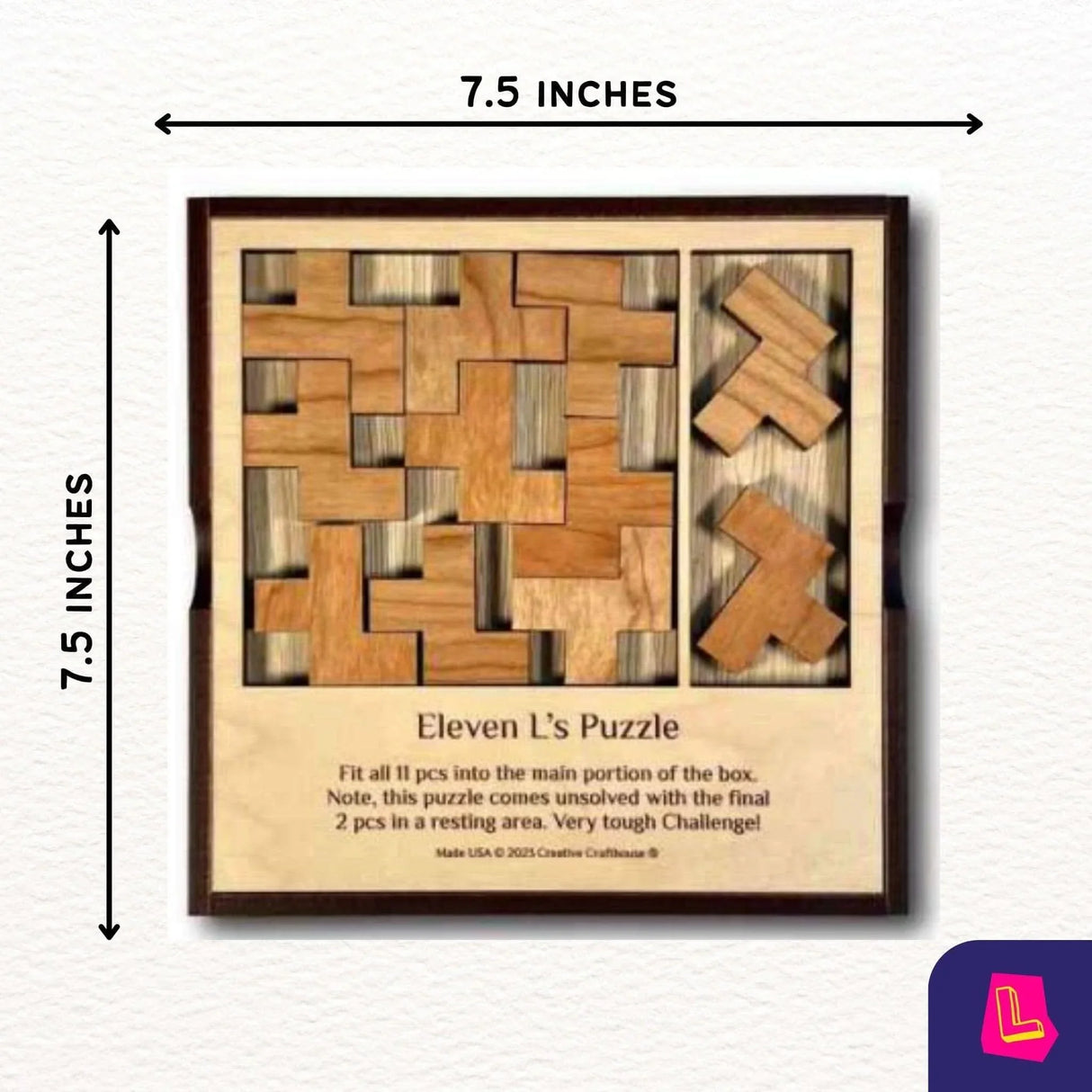 What to Get Your Friend - The Eleven L's Wooden Puzzle - Christmas Gift for Your Best Friend That Loves Brain Teasers - Creative Crafthouse