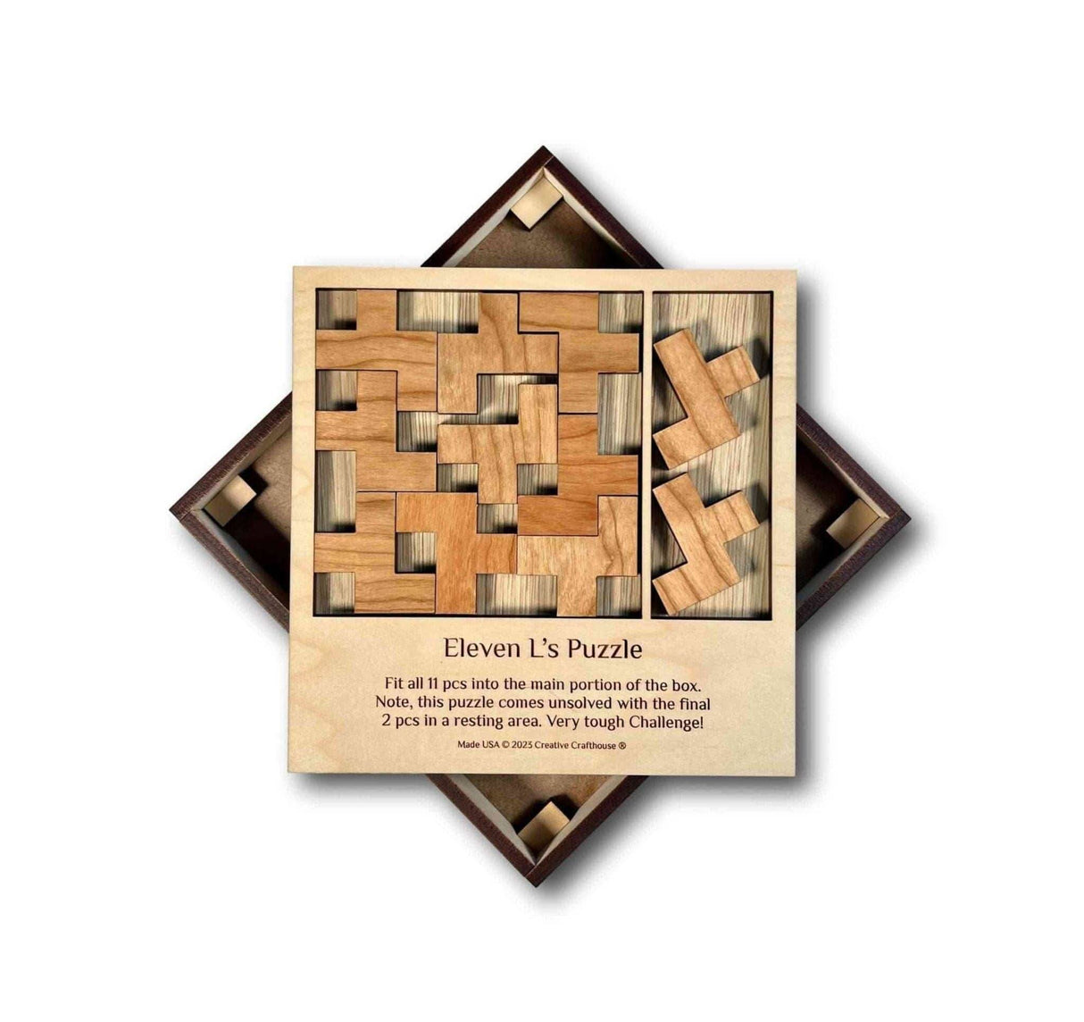 What to Get Your Friend - The Eleven L's Wooden Puzzle - Christmas Gift for Your Best Friend That Loves Brain Teasers - Creative Crafthouse