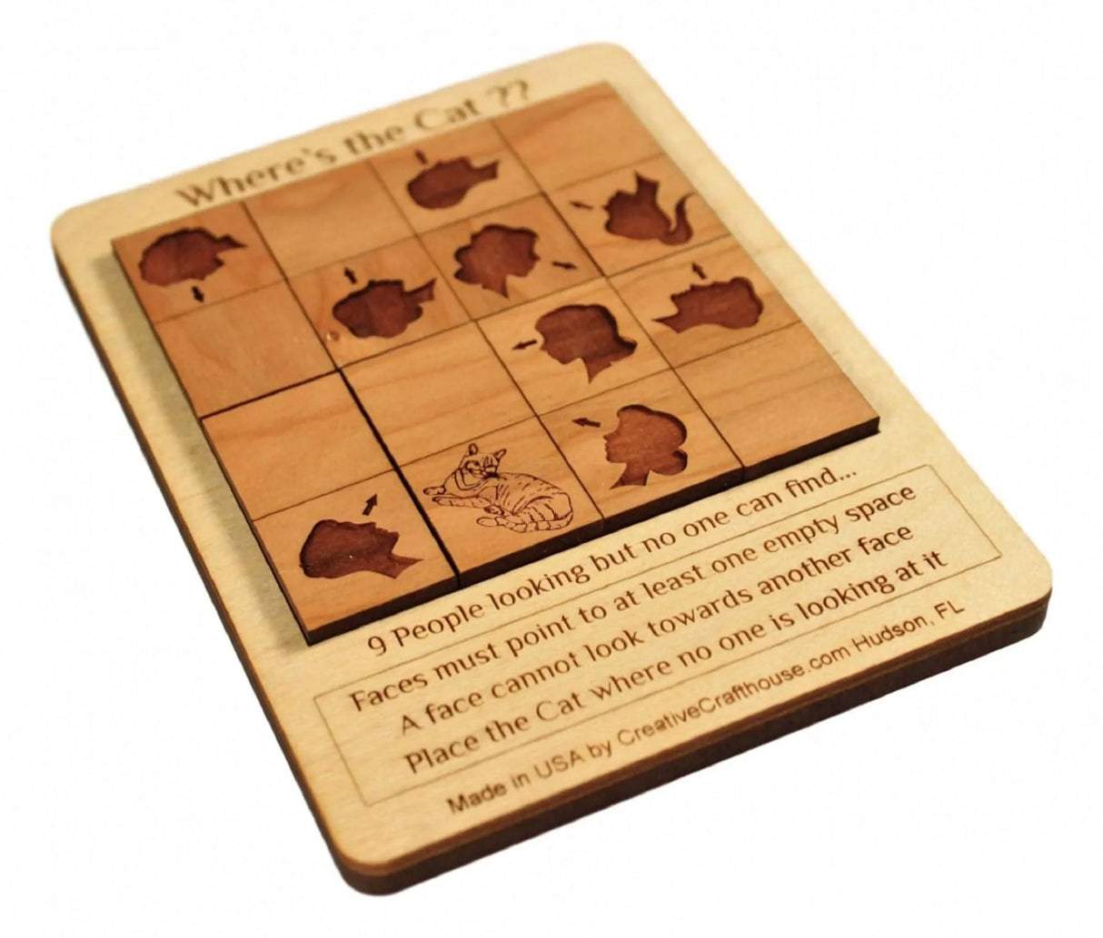 Where's the Cat? Wooden brain teaser Puzzle f - Creative Crafthouse