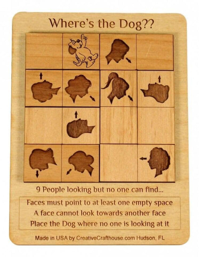 Where's the Dog? Wooden brain teaser Puzzle - Creative Crafthouse