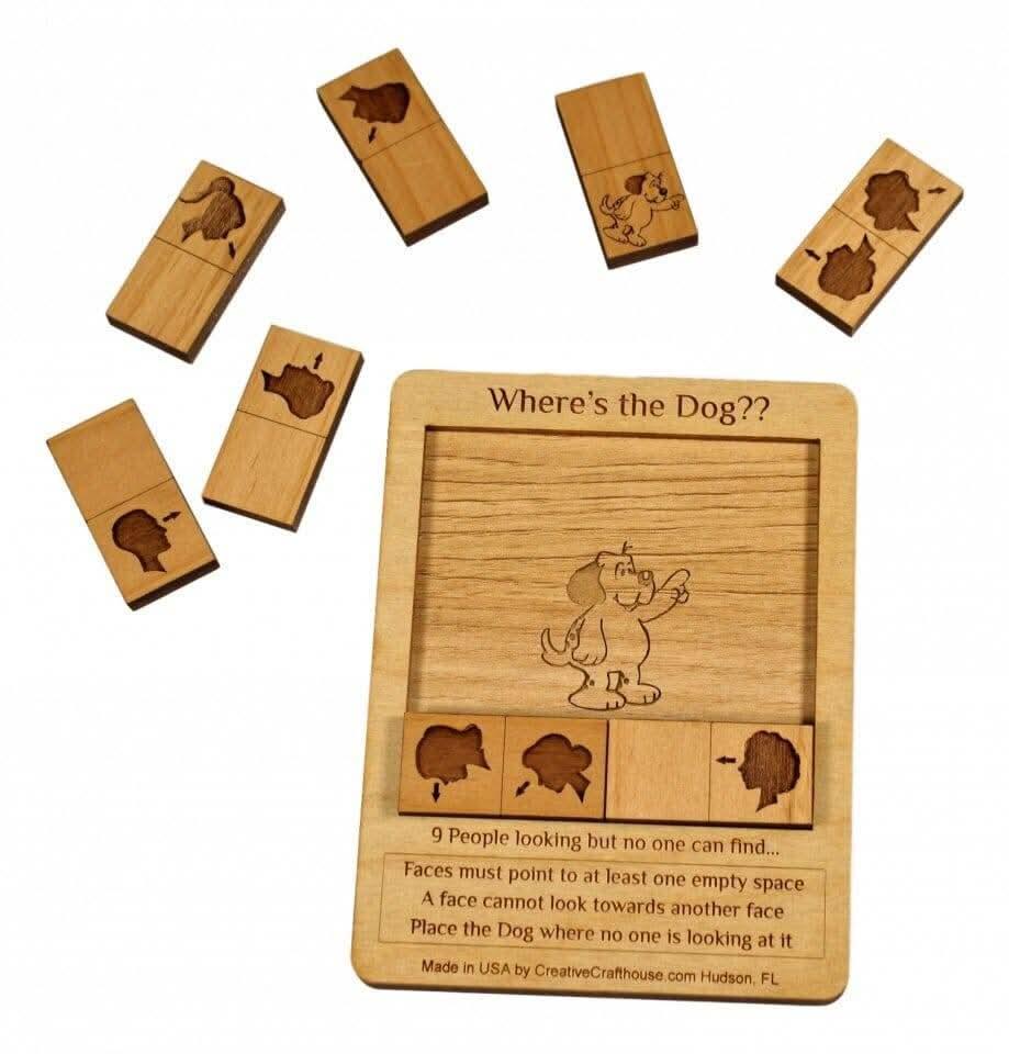 Where's the Dog? Wooden brain teaser Puzzle - Creative Crafthouse