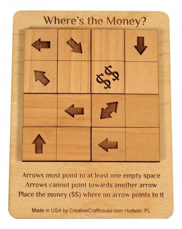 Where's the Money Puzzle – Wooden Brain Teaser Gift for Her - Creative Crafthouse