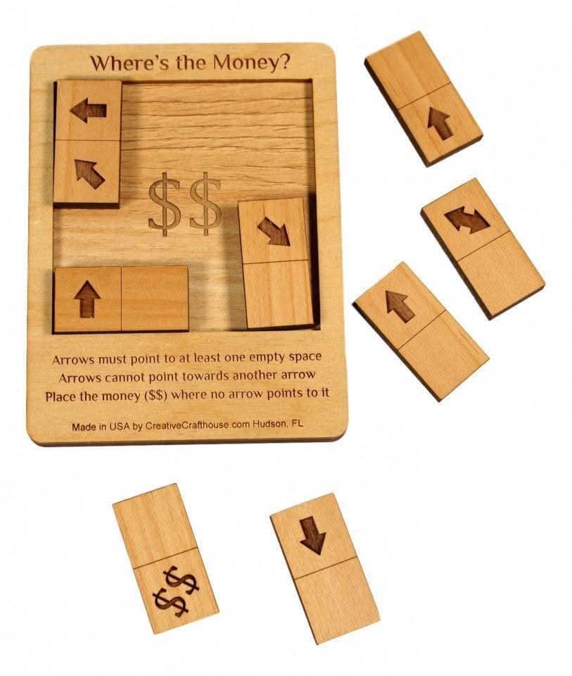 Where's the Money Puzzle – Wooden Brain Teaser Gift for Her - Creative Crafthouse