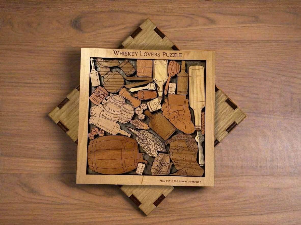 Whiskey - Scotch - Bourbon Lovers Puzzle - Personalizable Brain Teaser - Unique Gift Idea for Dad - Creative Crafthouse
