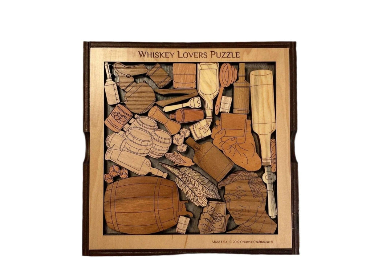 Whiskey - Scotch - Bourbon Lovers Puzzle - Personalizable Brain Teaser - Unique Gift Idea for Dad - Creative Crafthouse