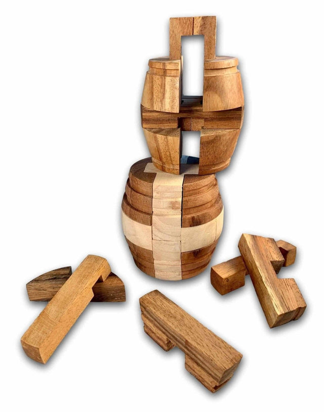 Wine Barrel Puzzle | Puzzle Gifts Under 20 Dollars | Wooden Brain Teaser - Creative Crafthouse