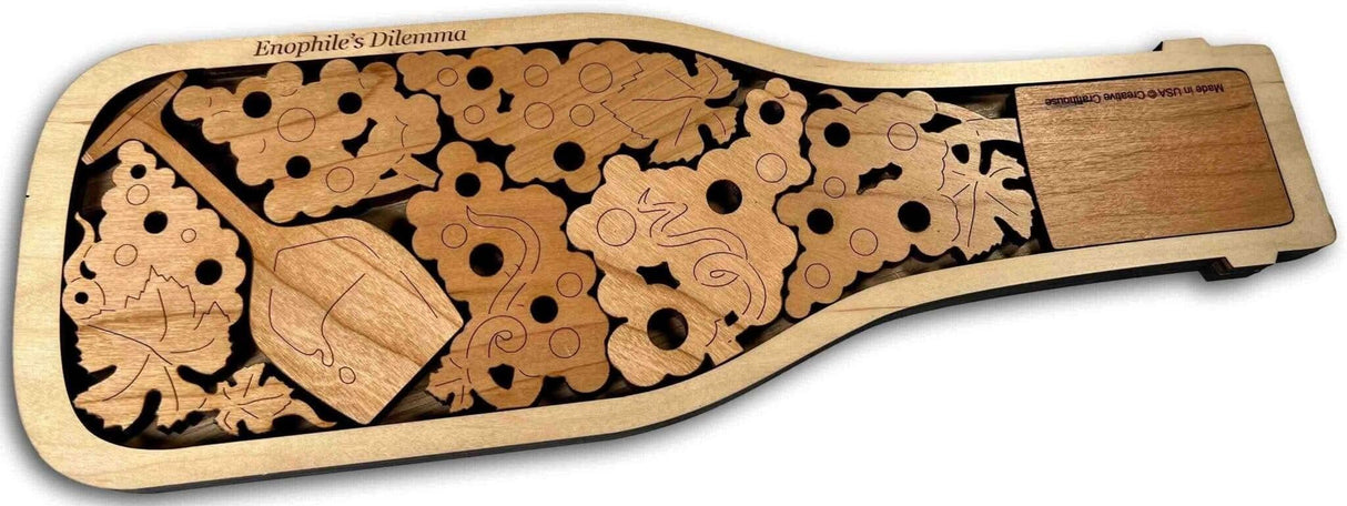 Wine Gift for Mom | Enophile's Challenge The Bottle of Fine Wine Wood Puzzle | Kitchen Decor - Creative Crafthouse
