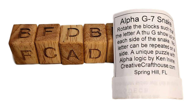 Word Snake 7 Wooden Brain Teaser - Pocket Sized Puzzle - Creative Crafthouse