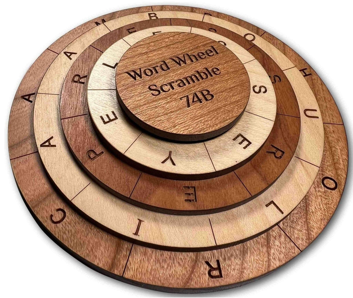 Word Wheel Scramble 74B - Wooden Puzzle Word Search Challenges - Creative Crafthouse