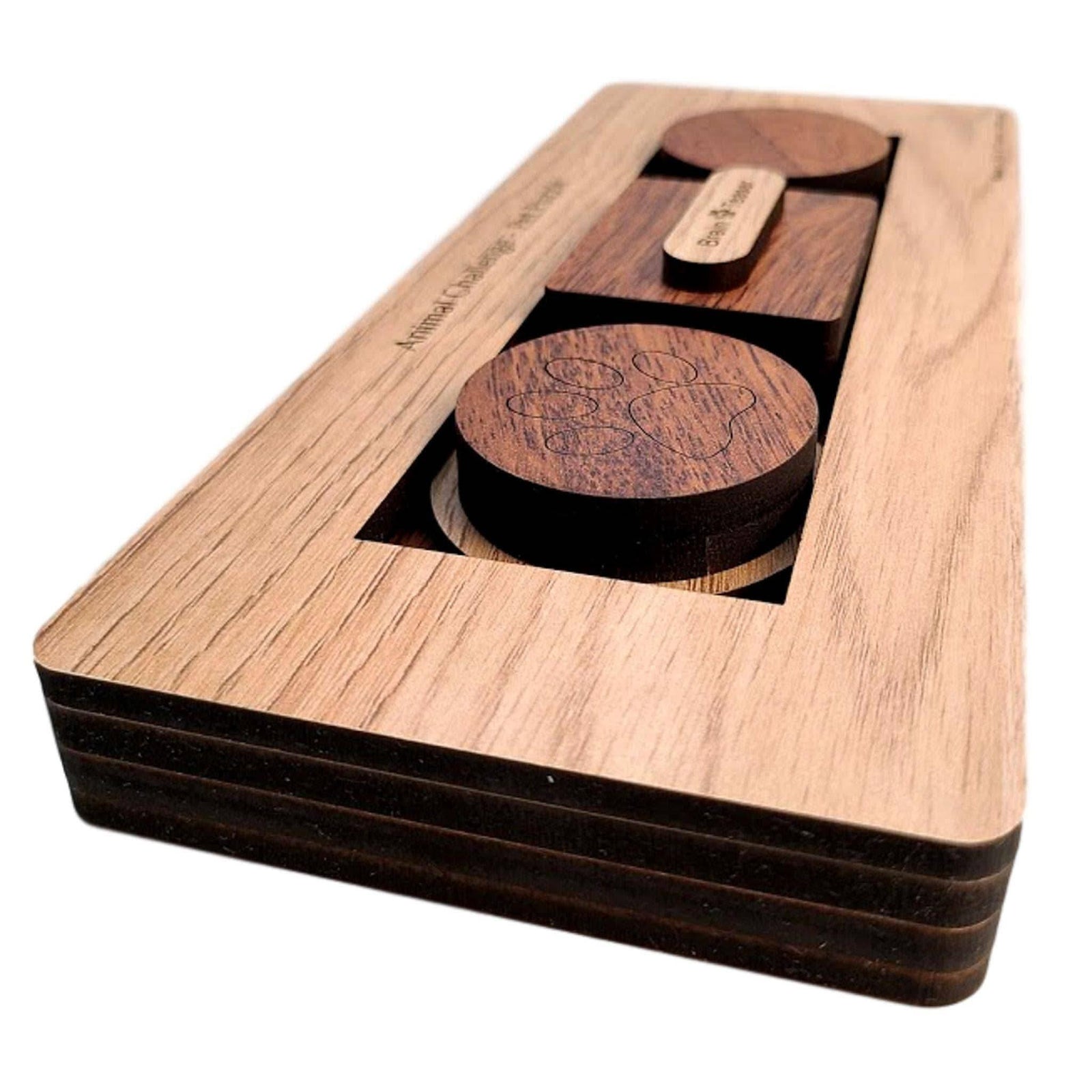 Adjustable-difficulty wooden treat puzzle for dogs and cats by Creative Crafthouse
