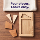 The four loose Cruiser puzzle pieces laid out beside the empty engraved board, with the headline Four pieces. Looks easy.