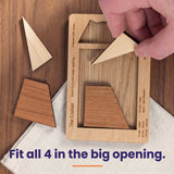 A hand lowering a triangular piece into the large opening of the Cruiser board, with the headline Fit all 4 in the big opening.