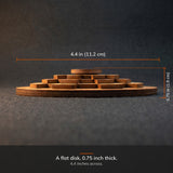 Dimensions 4.4 inches across and 0.75 inch thick