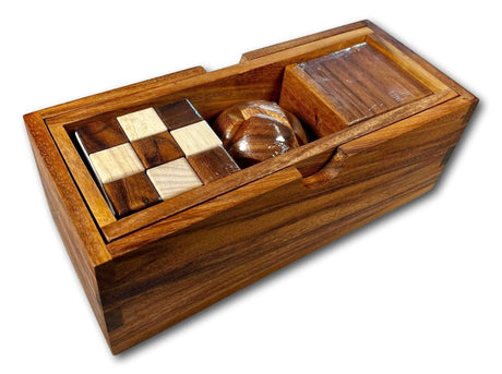 3 Wooden Puzzle Gift Set - Puzzle Lover's Gift for Kids Featuring the Soma Cube, Snake Cube, and Soccer Ball Brain Teasers - Creative Crafthouse