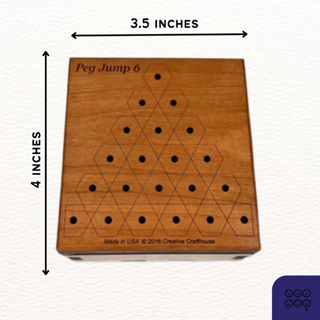 Advanced Wooden Brain Teaser Peg Jump Puzzle - Personalized Travel Game | Classic Peg Solitaire Style Wood Brain Teaser - Creative Crafthouse